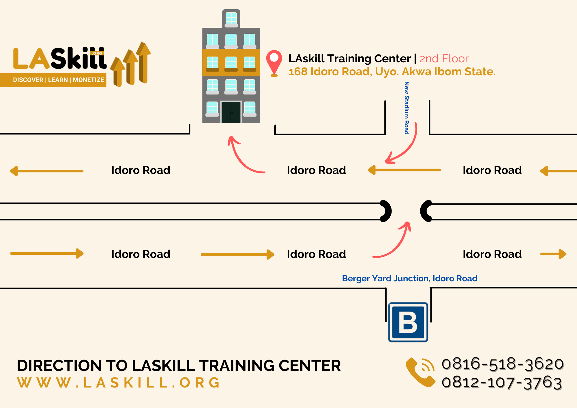 Direction To LAskill Training Center - 168 Idoro Road, Uyo